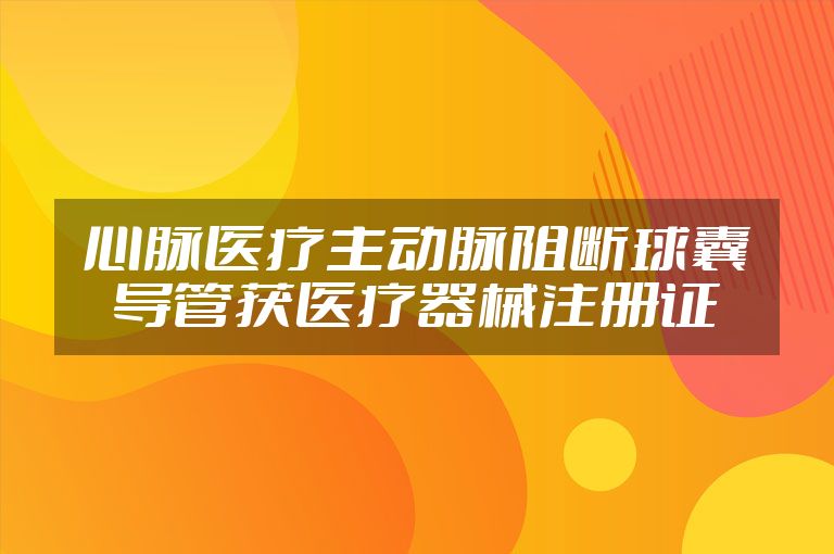 心脉医疗主动脉阻断球囊导管获医疗器械注册证