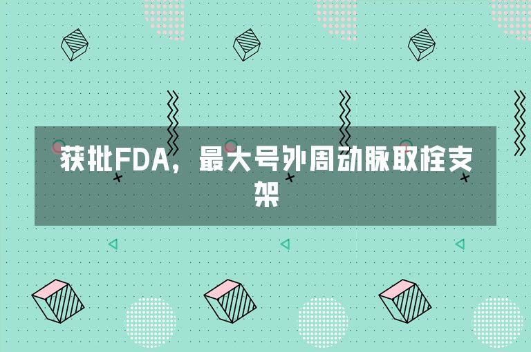 获批FDA，最大号外周动脉取栓支架